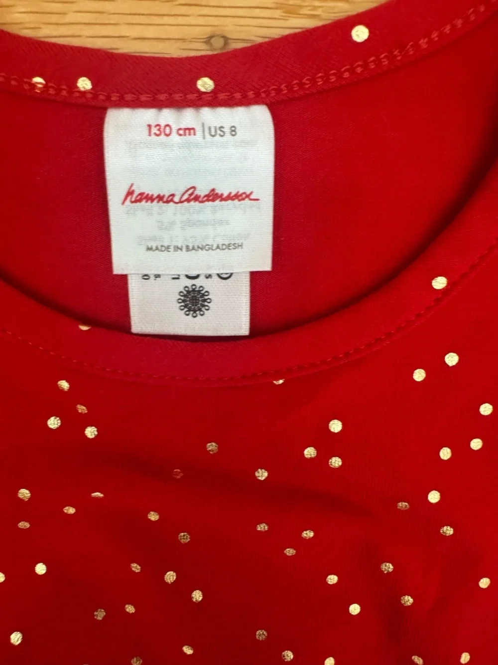Hanna Andersson Red and Gold Dress Girl Size 8
